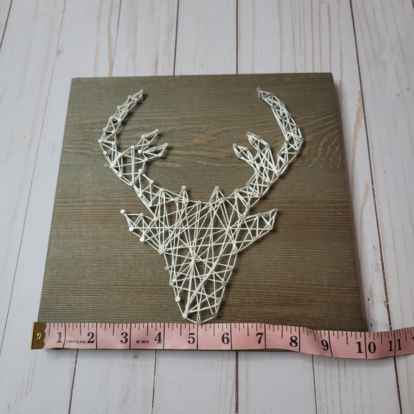String wall art deer buck picture wooden 10"×10" - Picture 3 of 5